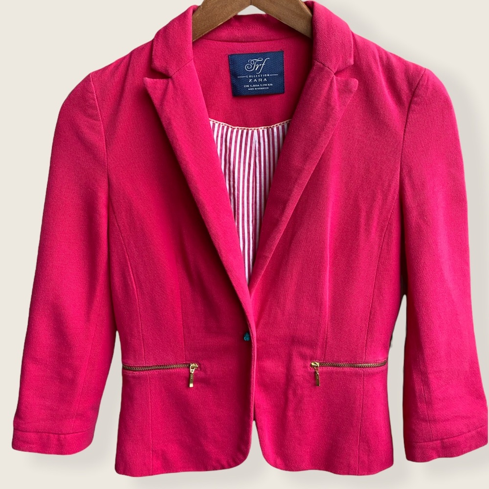 Zara TRF Hot Pink Preppy Blazer Jacket